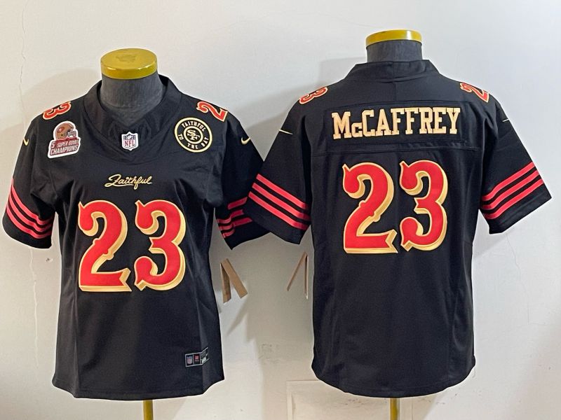 Youth 2026 San Francisco 49ers #23 Mccaffrey Black gold Nike Limited NFL Jersey style 03